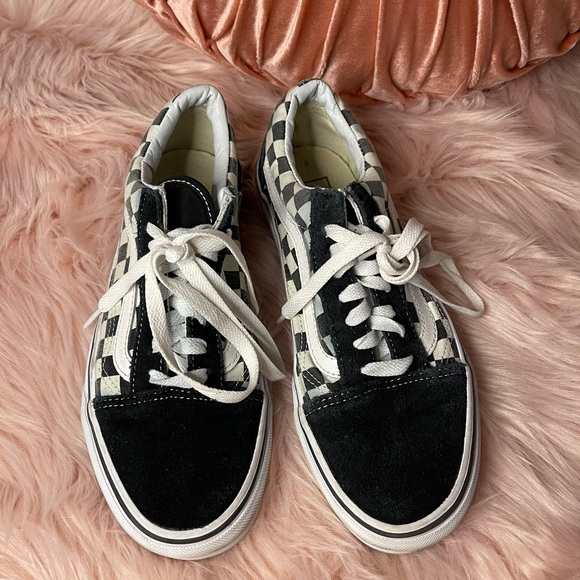 BLACK VANS OLD SCHOOL CHECKERED SKATE SHOES SKATER - Picture 6 of 6